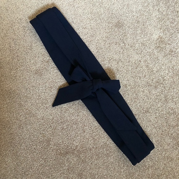 ASOS navy dress obi belt sleeveless high neckline midi length keyhole C - Picture 11 of 13